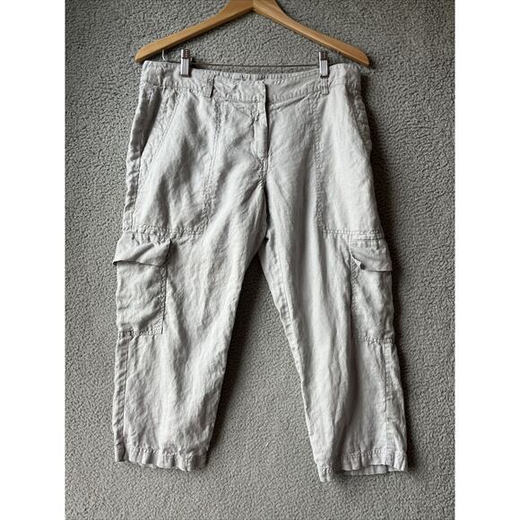 Eileen Fisher Pant 10 Medium Cargo Cropped Straight Zip Gray Lightweight 32 x 22 - Picture 1 of 16